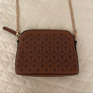 Francesca’s Gold Chain Brown Purse